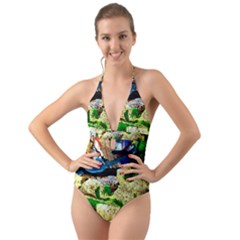 Catalina Island Not So Far 4 Halter Cut-out One Piece Swimsuit by bestdesignintheworld