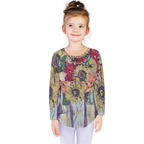 Sunflowers And Lamp Kids  Long Sleeve Tee by bestdesignintheworld