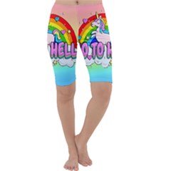 Go To Hell - Unicorn Cropped Leggings  by Valentinaart