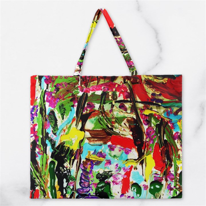 No Warrant For Blossoming Corner Zipper Large Tote Bag