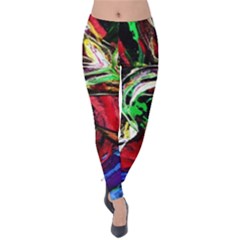 Lillies In Terracota Vase Velvet Leggings by bestdesignintheworld