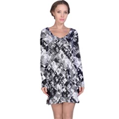 Black And White Patchwork Pattern Long Sleeve Nightdress by dflcprints