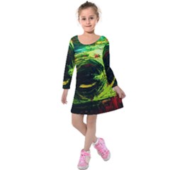 Abandoned Mine 3 Kids  Long Sleeve Velvet Dress by bestdesignintheworld