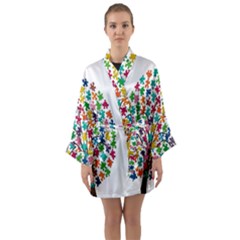 Tree Share Pieces Of The Puzzle Long Sleeve Kimono Robe by Simbadda