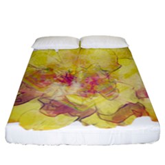 Yellow Rose Fitted Sheet (california King Size) by aumaraspiritart