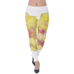 Yellow Rose Velvet Leggings by aumaraspiritart