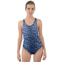 Blue Leopard Print Cut-out Back One Piece Swimsuit by CasaDiModa