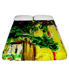 Old Tree And House With An Arch 2 Fitted Sheet (california King Size) by bestdesignintheworld