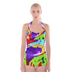 Untitled Island 2 Boyleg Halter Swimsuit  by bestdesignintheworld