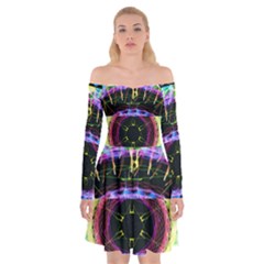 The Existence Of Neon Off Shoulder Skater Dress by TheExistenceOfNeon2018