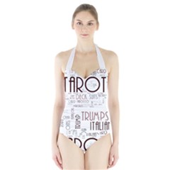 Tarot Wikipedia Word Cloud Tranparent Halter Swimsuit by shekhinahlight