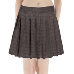 Gator Brown Leather Print Pleated Mini Skirt by LoolyElzayat