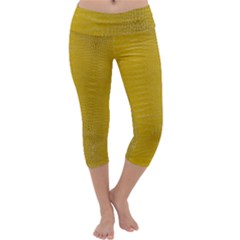 Yellow Alligator Skin Capri Yoga Leggings by LoolyElzayat