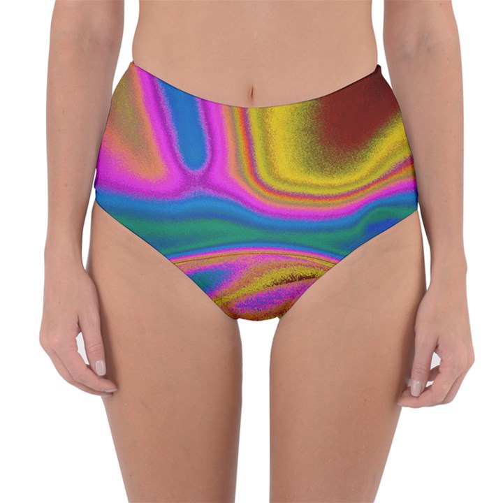 Colorful Waves Reversible High-Waist Bikini Bottoms