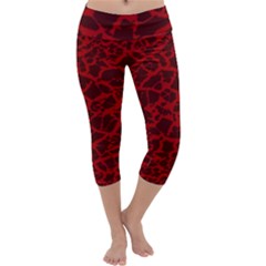 Red Earth Texture Capri Yoga Leggings by LoolyElzayat