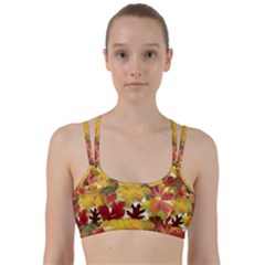 Autumn Fall Leaves Line Them Up Sports Bra by LoolyElzayat