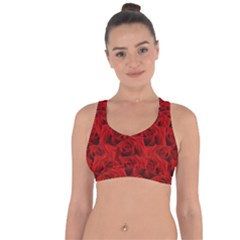 Romantic Red Rose Cross String Back Sports Bra by LoolyElzayat