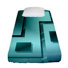 Green Figures Rectangles Squares Mirror Fitted Sheet (single Size) by Sapixe