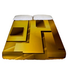 Yellow Gold Figures Rectangles Squares Mirror Fitted Sheet (california King Size) by Sapixe