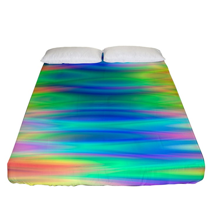 Wave Rainbow Bright Texture Fitted Sheet (King Size)