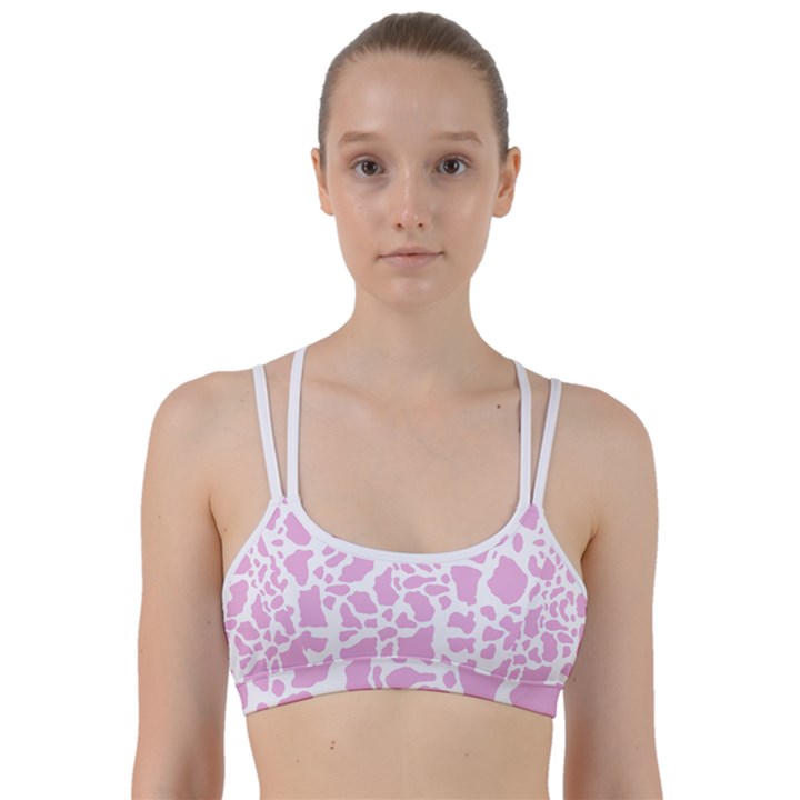 White Pink Cow Print Line Them Up Sports Bra