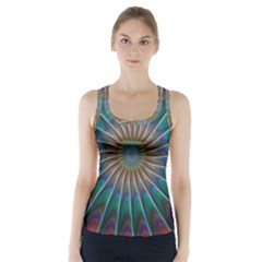 Fractal Peacock Rendering Racer Back Sports Top by Sapixe