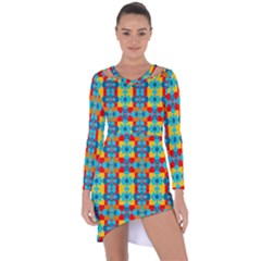 Pop Art Abstract Design Pattern Asymmetric Cut-out Shift Dress by Sapixe