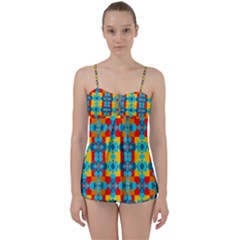 Pop Art Abstract Design Pattern Babydoll Tankini Set by Sapixe