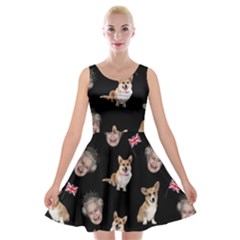 Queen Elizabeth s Corgis Pattern Velvet Skater Dress by Valentinaart