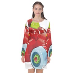 Car Vehicle Racing Car Formula Long Sleeve Chiffon Shift Dress  by Sapixe