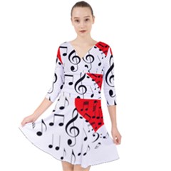 Singing Heart Quarter Sleeve Front Wrap Dress by FunnyCow