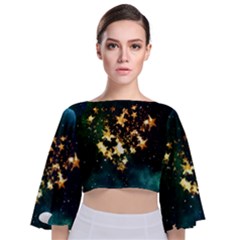 Heart Love Universe Space All Sky Tie Back Butterfly Sleeve Chiffon Top by Nexatart