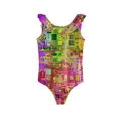 Color Abstract Artifact Pixel Kids  Frill Swimsuit by Nexatart