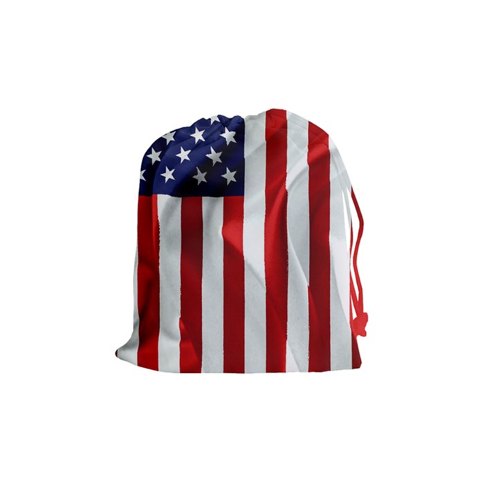 American Usa Flag Vertical Drawstring Pouches (Medium) 