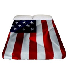 American Usa Flag Vertical Fitted Sheet (queen Size) by FunnyCow