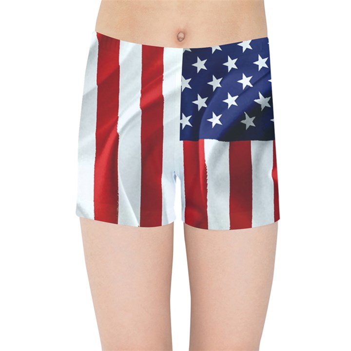 American Usa Flag Vertical Kids Sports Shorts