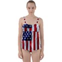 American Usa Flag Vertical Twist Front Tankini Set View1