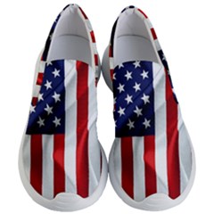 American Usa Flag Vertical Women s Lightweight Slip Ons by FunnyCow