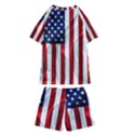 American Usa Flag Vertical Kids  Swim Tee and Shorts Set View2