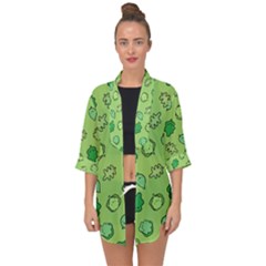 Funny Greens And Salad Open Front Chiffon Kimono by kostolom3000shop