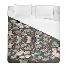 Seamless Pink Green And White Florals Peach Duvet Cover (full/ Double Size) by flipstylezfashionsLLC