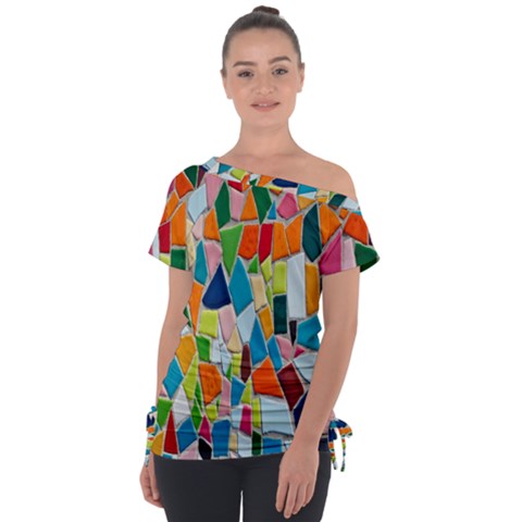 Mosaic Tiles Pattern Texture Tie-up Tee by Nexatart