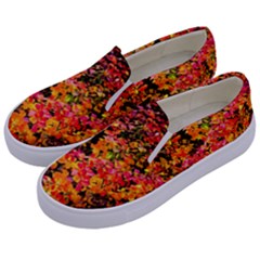 Orange, Yellow Cotoneaster Leaves In Autumn Kids  Canvas Slip Ons by FunnyCow