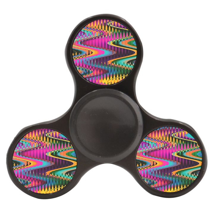 Multicolored Wave Distortion Zigzag Chevrons Finger Spinner