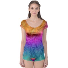 Fractal Batik Art Hippie Rainboe Colors 1 Boyleg Leotard  by EDDArt