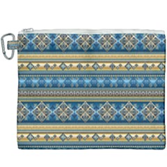 Vintage Border Wallpaper Pattern Blue Gold Canvas Cosmetic Bag (xxxl) by EDDArt