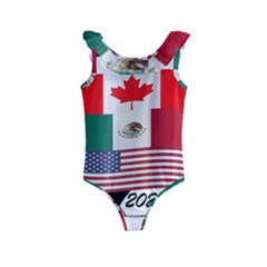 United Football Championship Hosting 2026 Soccer Ball Logo Canada Mexico Usa Kids  Frill Swimsuit by yoursparklingshop