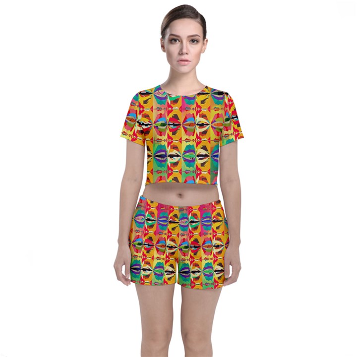 Colorful shapes                                    Crop Top and Shorts Co-Ord Set