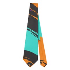 Blue Orange Black Waves                                         Necktie by LalyLauraFLM