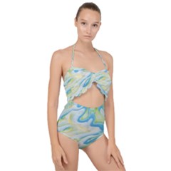 Ribbons Scallop Top Cut Out Swimsuit by lwdstudio